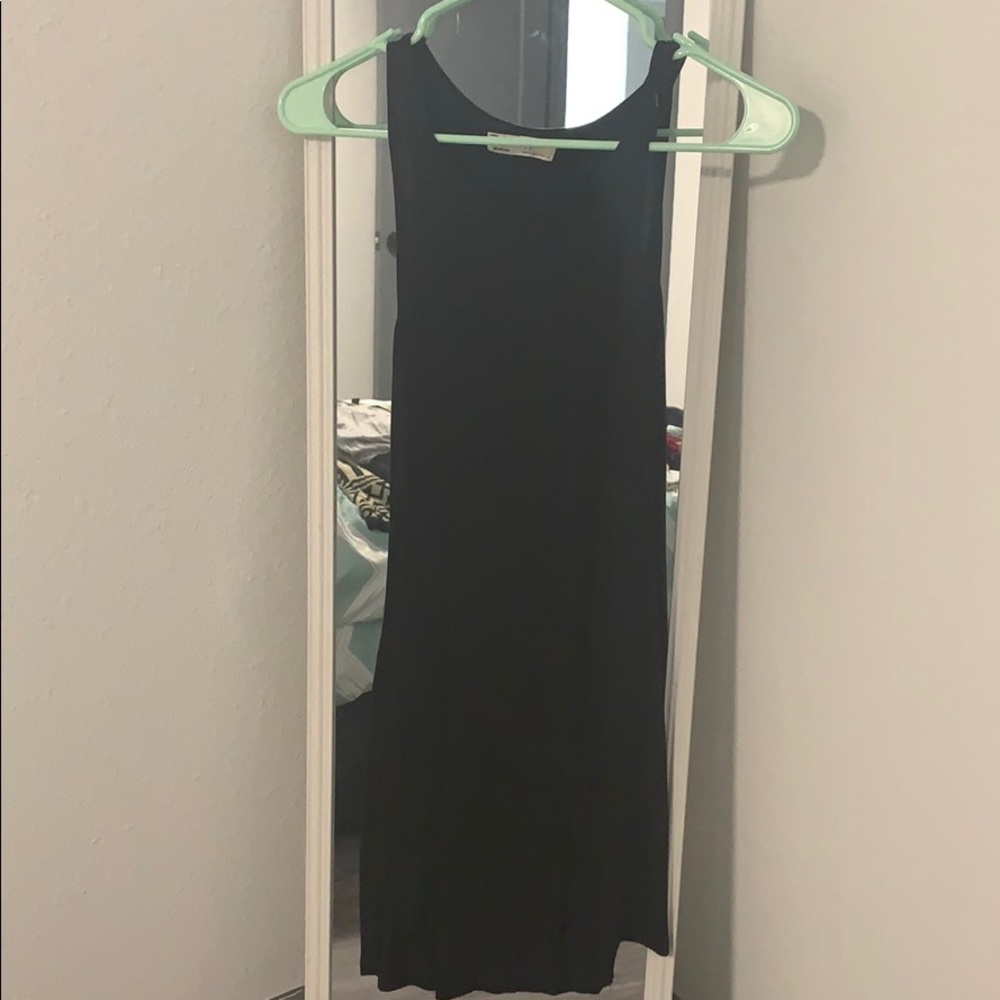 Long black slit shirt